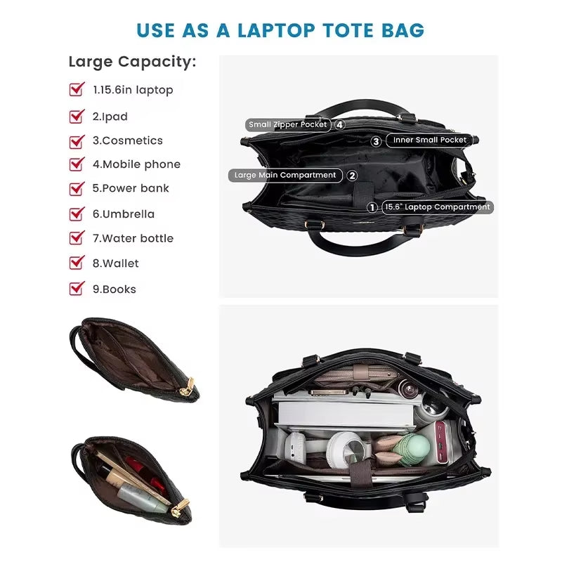 Multi-Purpose Waterproof Travel Bag for Women | Durable Tote with Hidden Lunch Compartment & Laptop Sleeve