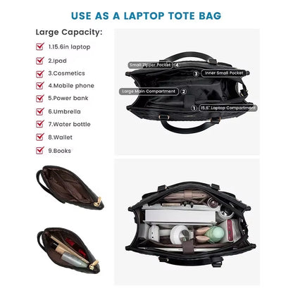 Multi-Purpose Waterproof Travel Bag for Women | Durable Tote with Hidden Lunch Compartment & Laptop Sleeve
