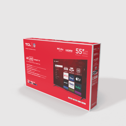 TCL 55” Class S4 (55S451) 4K UHD HDR Smart TV with Roku TV