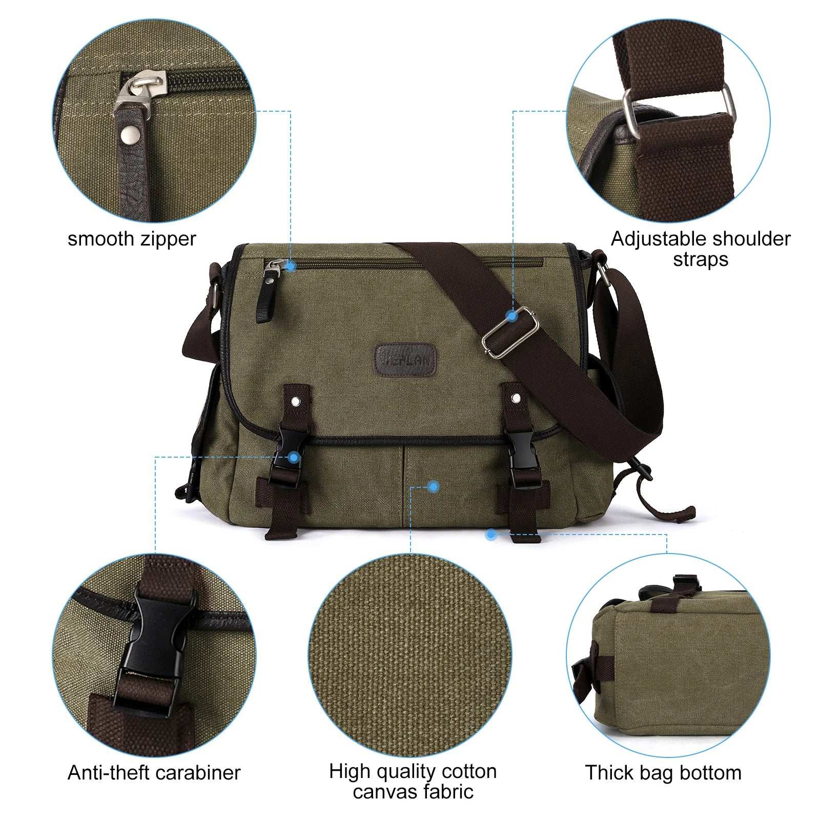 High-Quality Men's Vintage Canvas Messenger Bag | Large Capacity for Laptop & Essentials