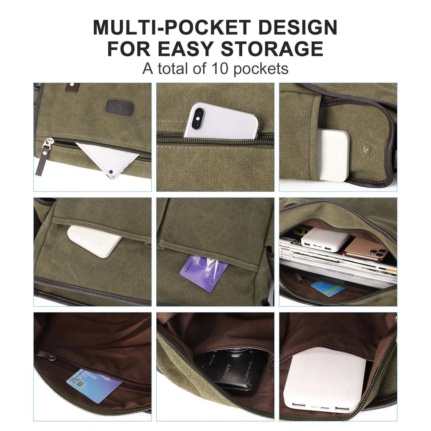 High-Quality Men's Vintage Canvas Messenger Bag | Large Capacity for Laptop & Essentials