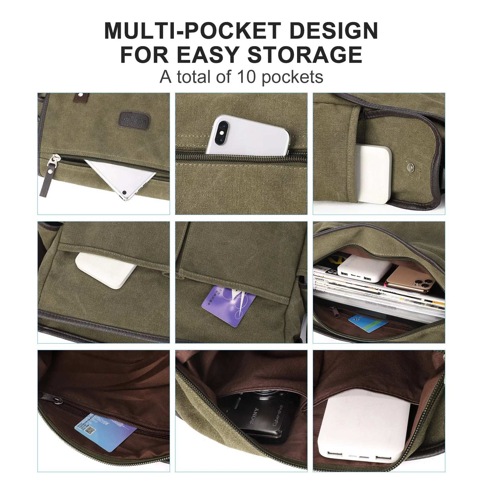 High-Quality Men's Vintage Canvas Messenger Bag | Large Capacity for Laptop & Essentials
