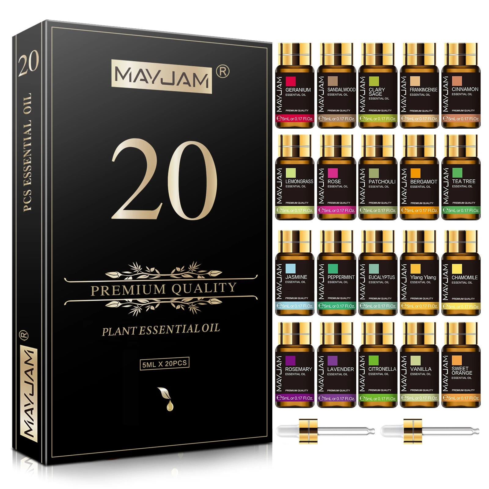 Aromatherapy Essential Oils Set (20-Piece) - Pure Natural Plant Oils for Diffusers, Massage & DIY Blends