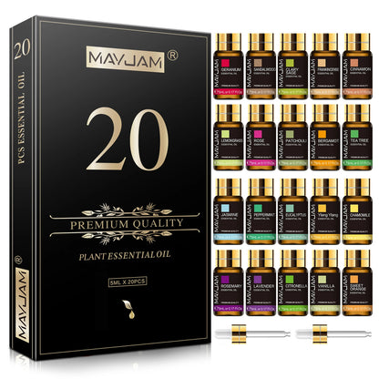 Aromatherapy Essential Oils Set (20-Piece) - Pure Natural Plant Oils for Diffusers, Massage & DIY Blends