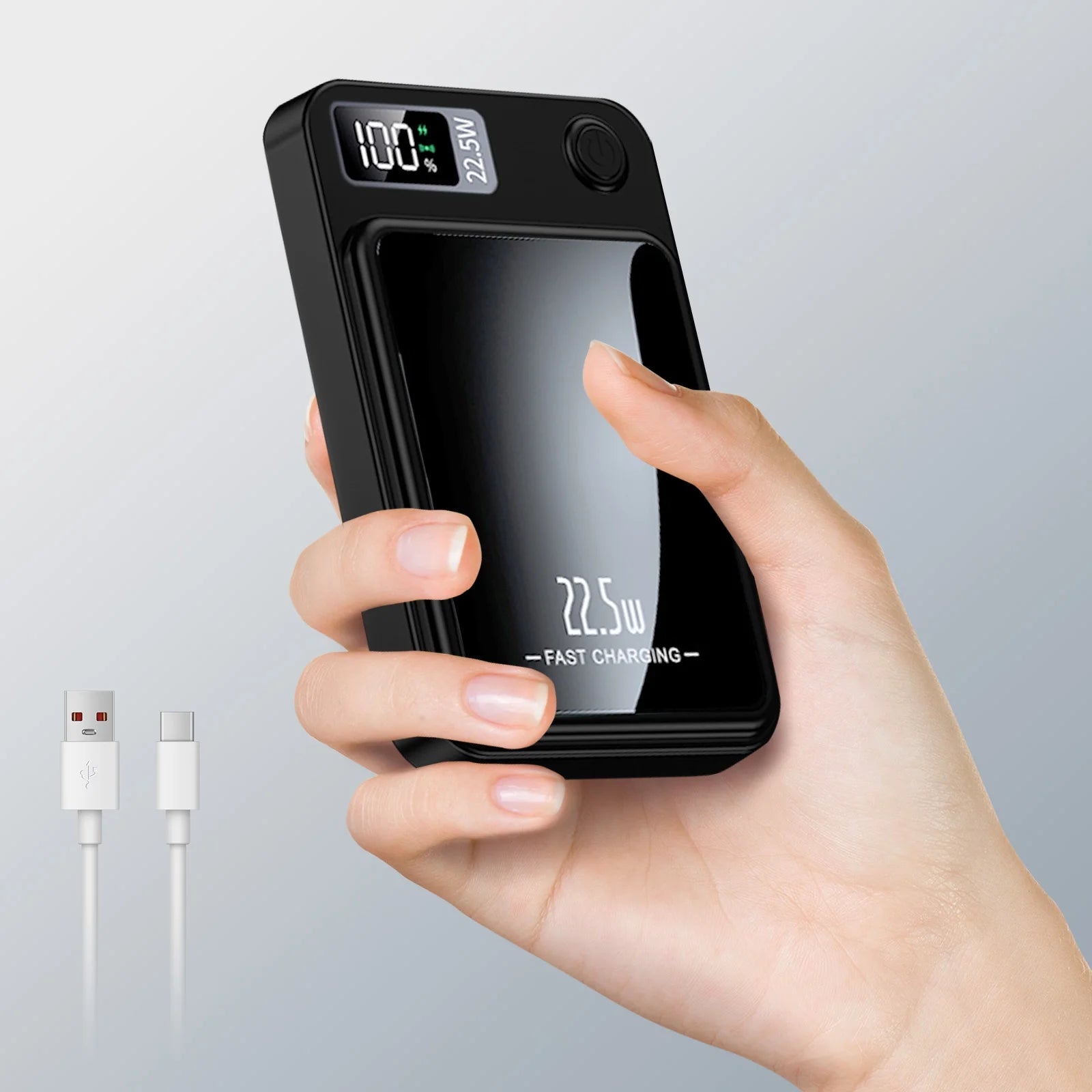 Compact Wireless Portable Charger (Black) | 10000mAh, 22.5W Fast Charging, Magnetic Power Bank for All Devices