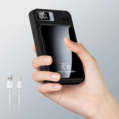 Compact Wireless Portable Charger (Black) | 10000mAh, 22.5W Fast Charging, Magnetic Power Bank for All Devices
