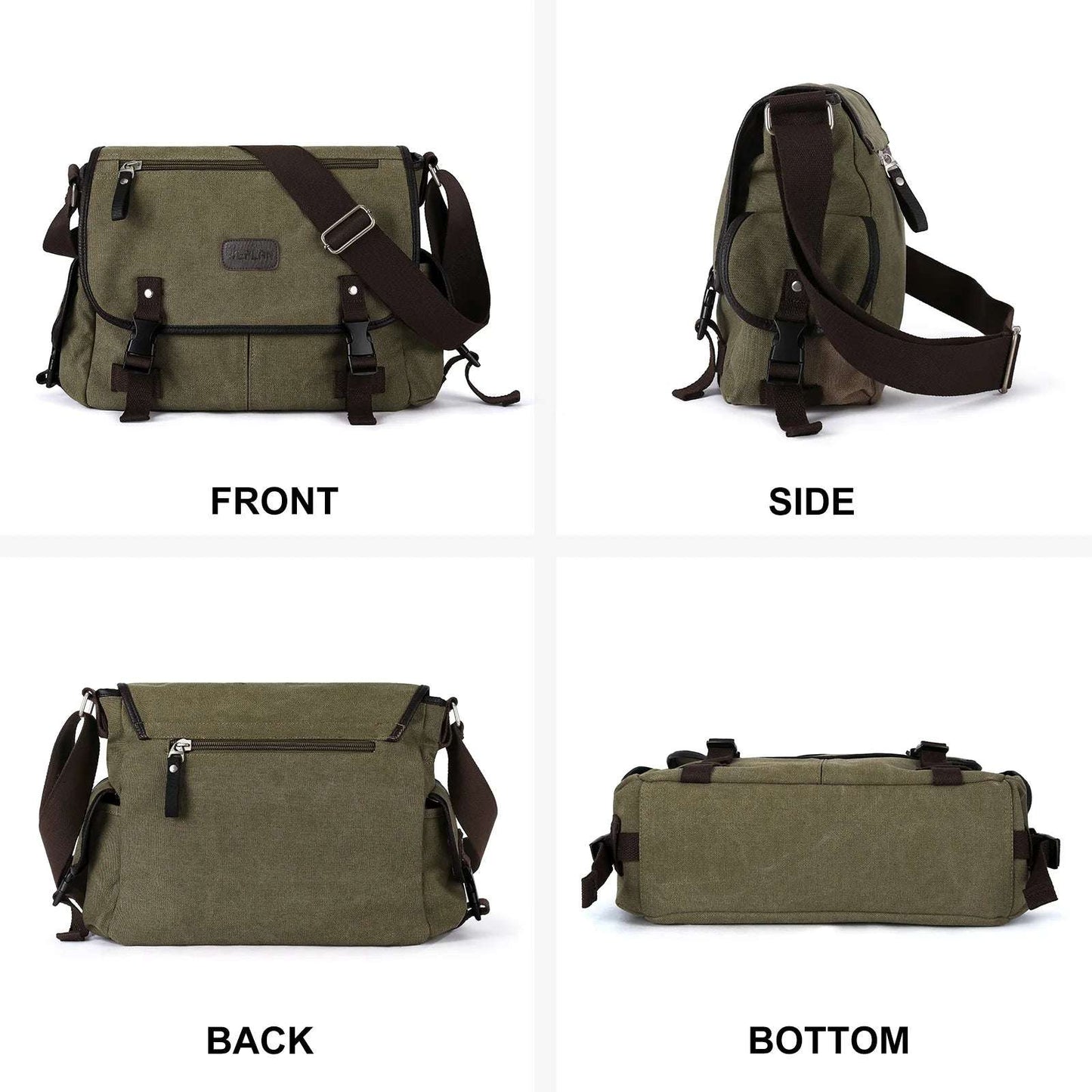 High-Quality Men's Vintage Canvas Messenger Bag | Large Capacity for Laptop & Essentials