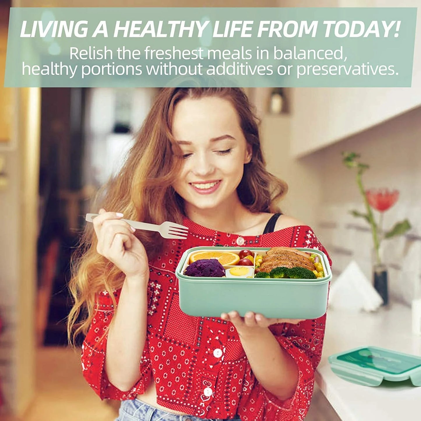 Bento Lunch Box Set – 3-Compartment Leak-Proof Meal Prep Container with Utensils & Insulated Lunch Bag