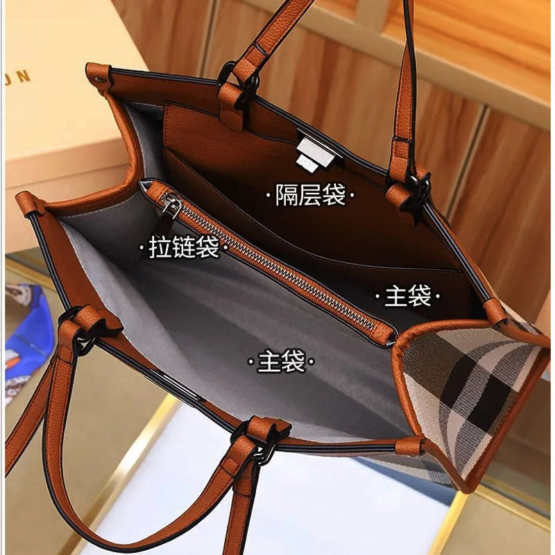 Casual Ladies Large Capacity Luxury Designer PU Leather Tote & Shoulder Bag