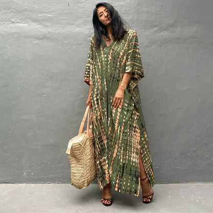 Loose Casual Caftan Beach Maxi Dress for Women | Half Sleeve Swimsuit Cover-Up