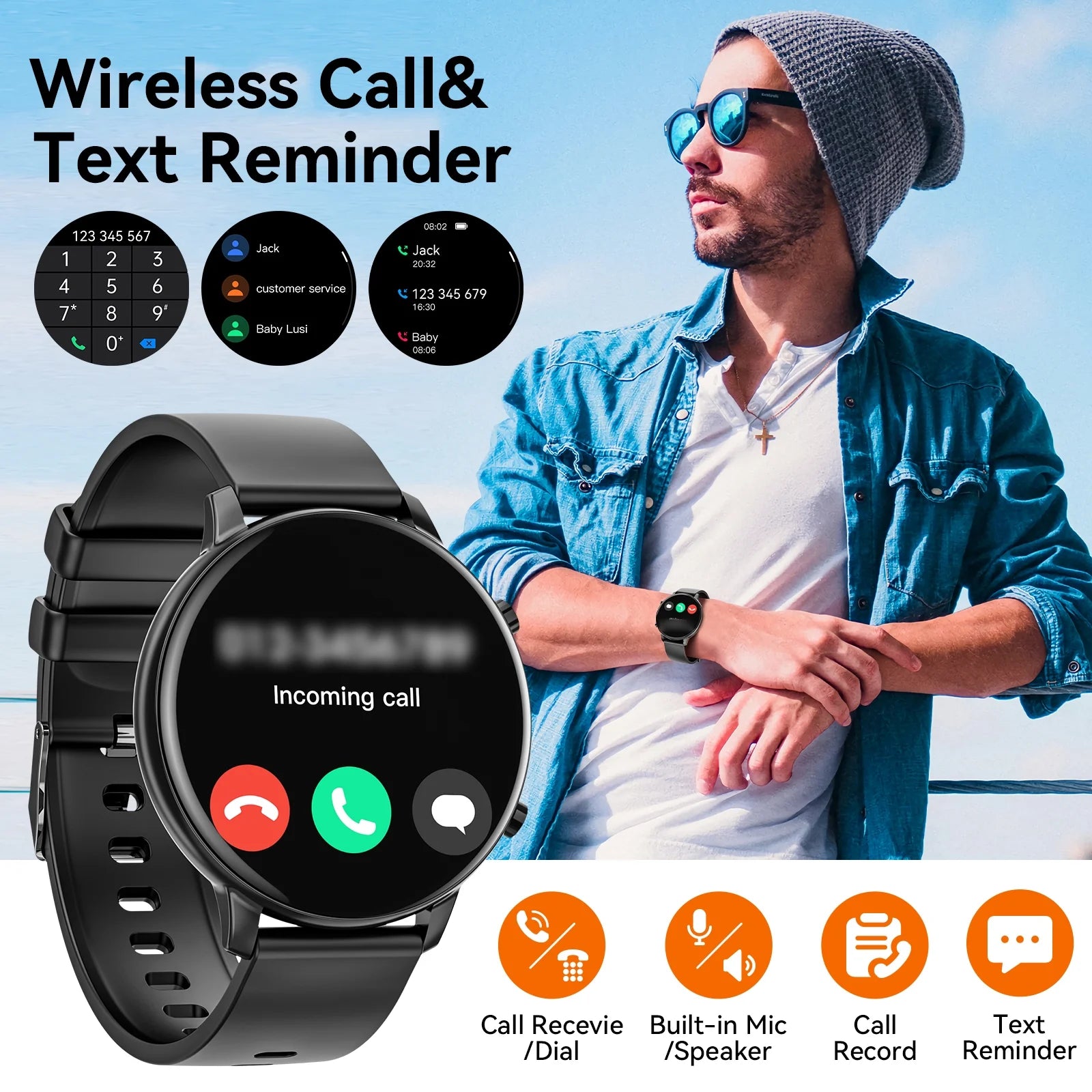 Men's Smart Watch with Answer/Make Calls | 1.39" Large HD Screen, Fitness Tracker & IP68 Waterproof Android/iPhone
