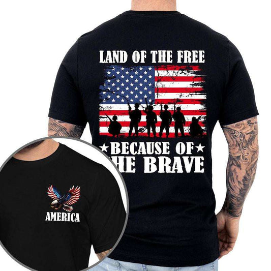 4th of July T-Shirt for Men | "Land Of The Free Because Of The Brave" Unisex Patriotic Tee