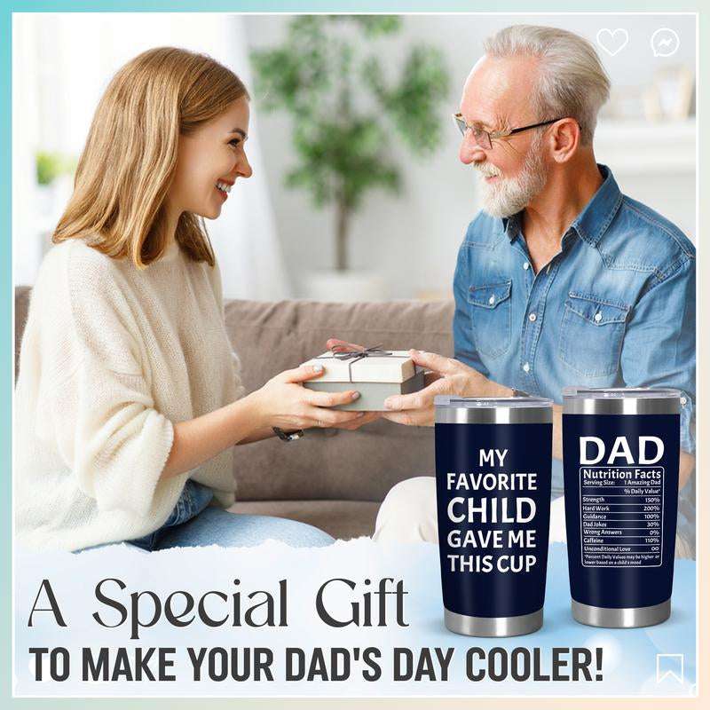 Funny Father's Day Gifts from Daughter Son | 20oz Insulated Dad Tumbler - "Favorite Child" Coffee Cup