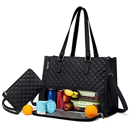 Multi-Purpose Waterproof Travel Bag for Women | Durable Tote with Hidden Lunch Compartment & Laptop Sleeve