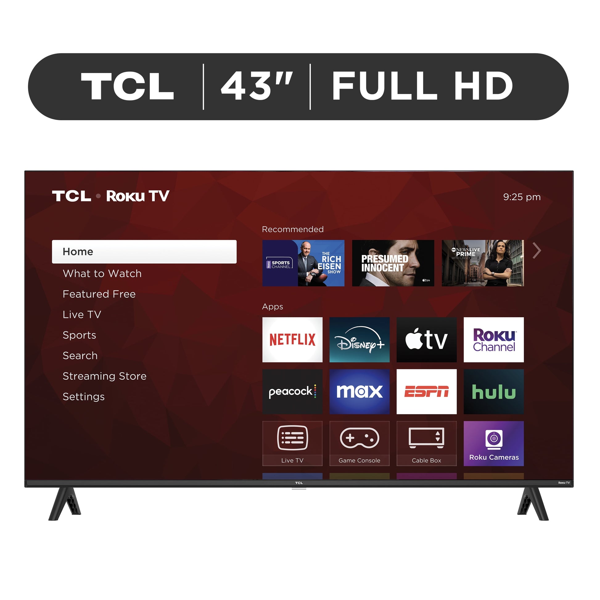 TCL 43" Class S3 (43S310R) 1080P FHD LED Smart TV with Roku TV | Roku OS with Direct LED Backlight & 3 HDMI Inputs