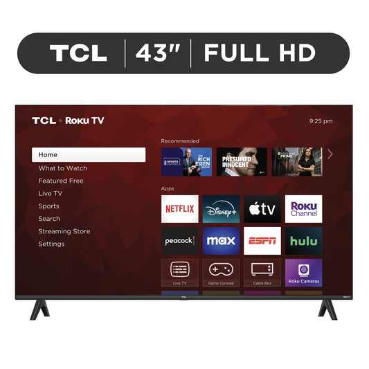 TCL 43" Class S3 (43S310R) 1080P FHD LED Smart TV with Roku TV | Roku OS with Direct LED Backlight & 3 HDMI Inputs