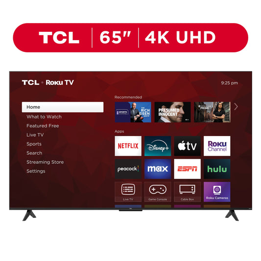 TCL 65” Class S4 (65S451) 4K UHD HDR Smart TV with Roku TV | Voice Control, AirPlay, & 4 HDMI Inputs
