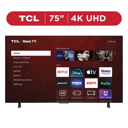 TCL 75” Class S4 (75S451) 4K UHD HDR Smart TV with Roku TV | Voice Control, AirPlay, & 4 HDMI Inputs