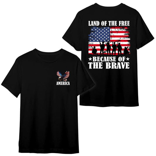 4th of July T-Shirt for Men | "Land Of The Free Because Of The Brave" Unisex Patriotic Tee