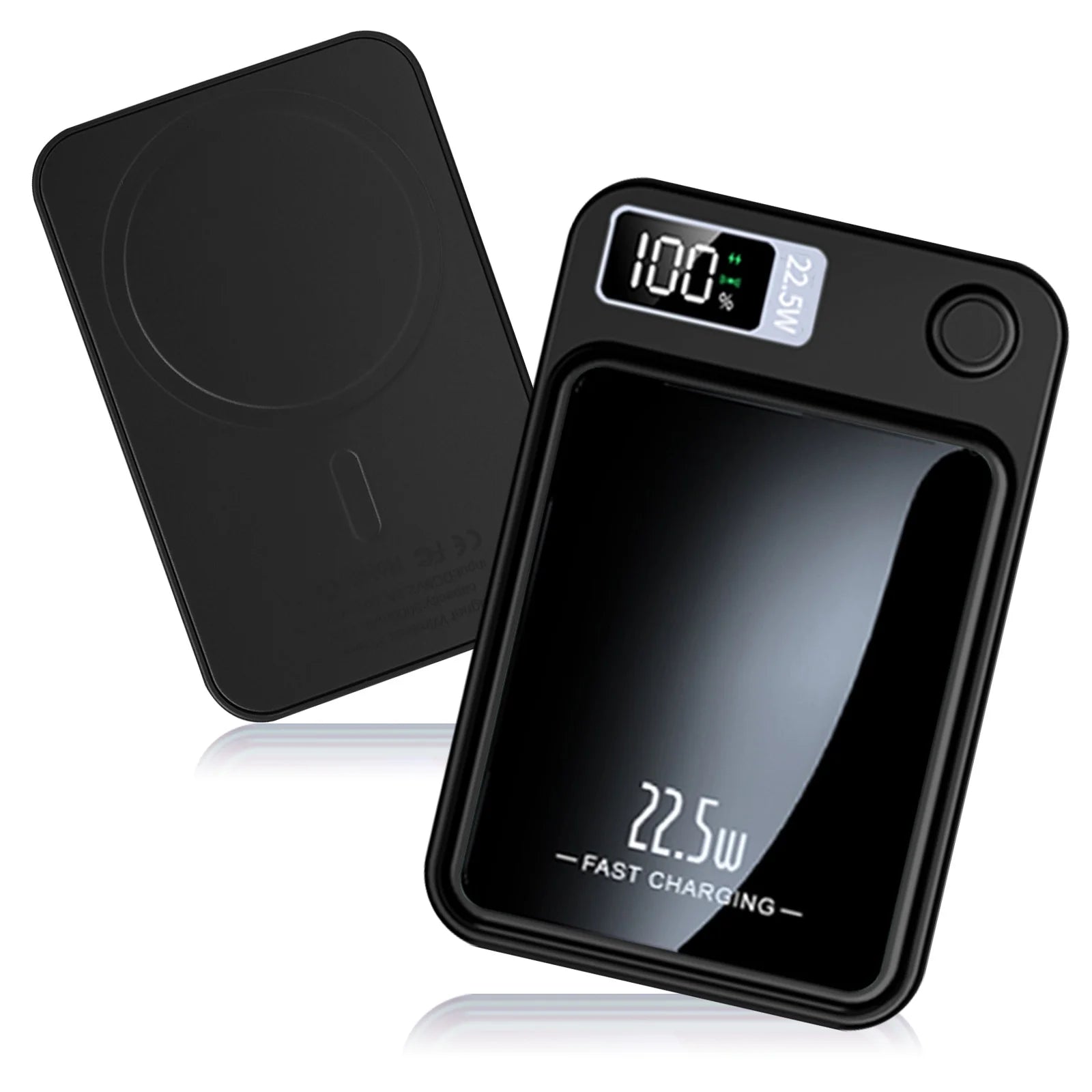 Compact Wireless Portable Charger (Black) | 10000mAh, 22.5W Fast Charging, Magnetic Power Bank for All Devices