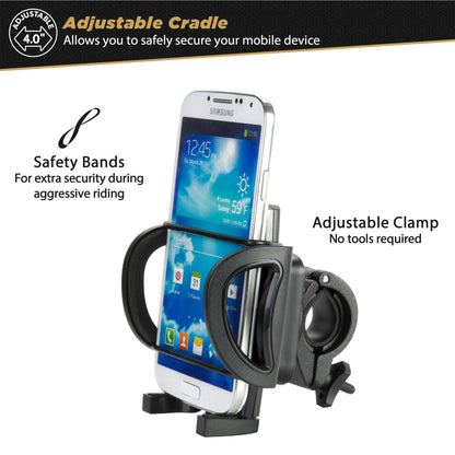 Scosche Handleit Handlebar Bike Mount | Universal Phone Holder for Mobile Devices up to 4" Wide