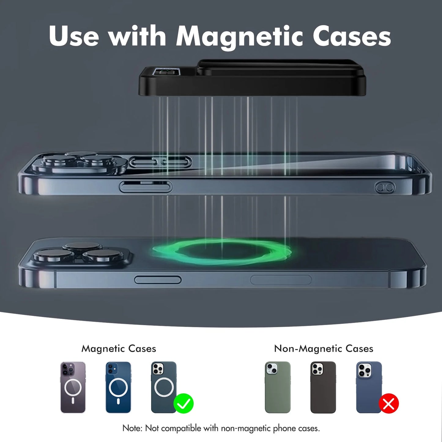 Compact Wireless Portable Charger (Black) | 10000mAh, 22.5W Fast Charging, Magnetic Power Bank for All Devices