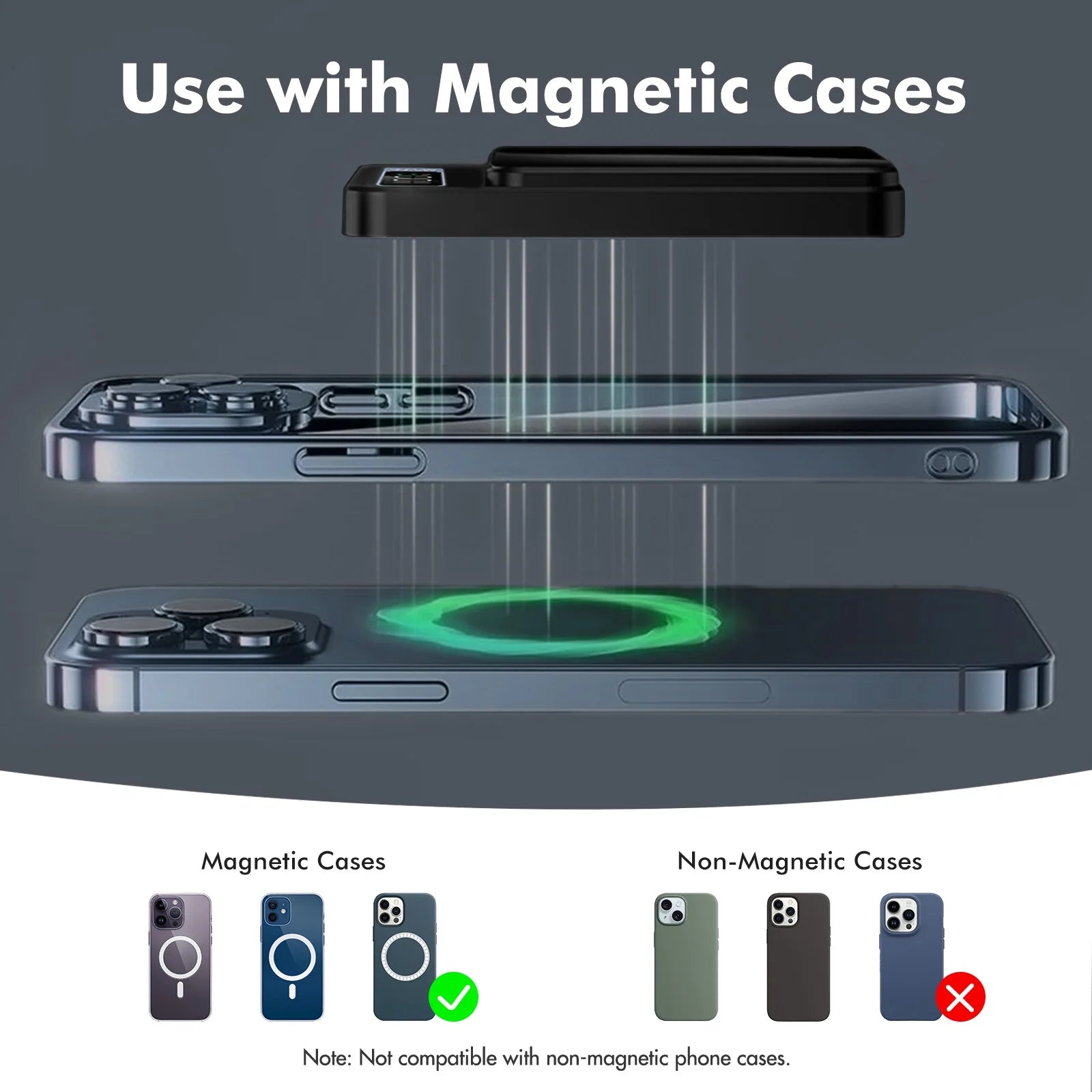 Compact Wireless Portable Charger (Black) | 10000mAh, 22.5W Fast Charging, Magnetic Power Bank for All Devices