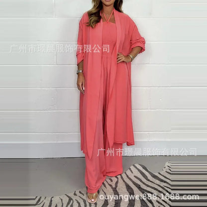 Versatile Women's Jumpsuit | Thin Solid Outerwear with Pleated Wide Legs & Lace-Up Detail for Work & Play