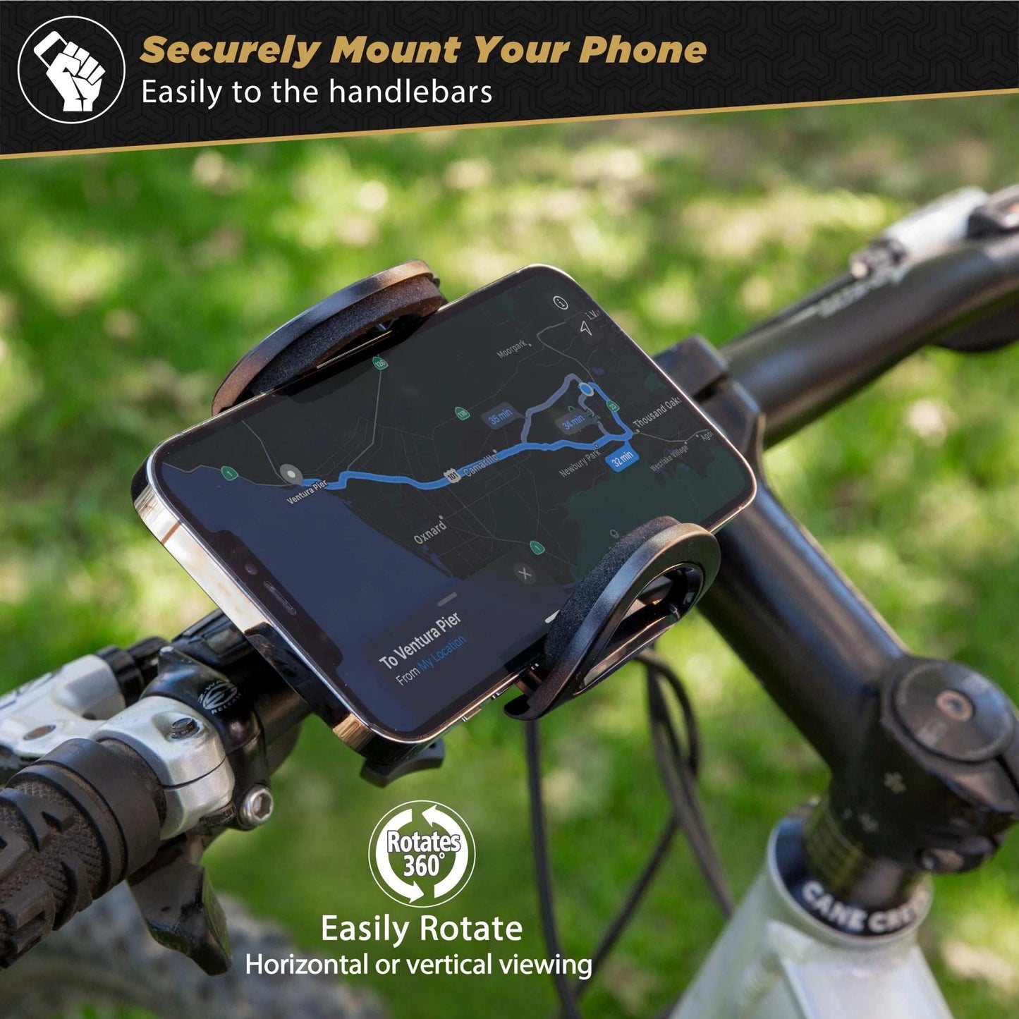 Scosche Handleit Handlebar Bike Mount | Universal Phone Holder for Mobile Devices up to 4" Wide