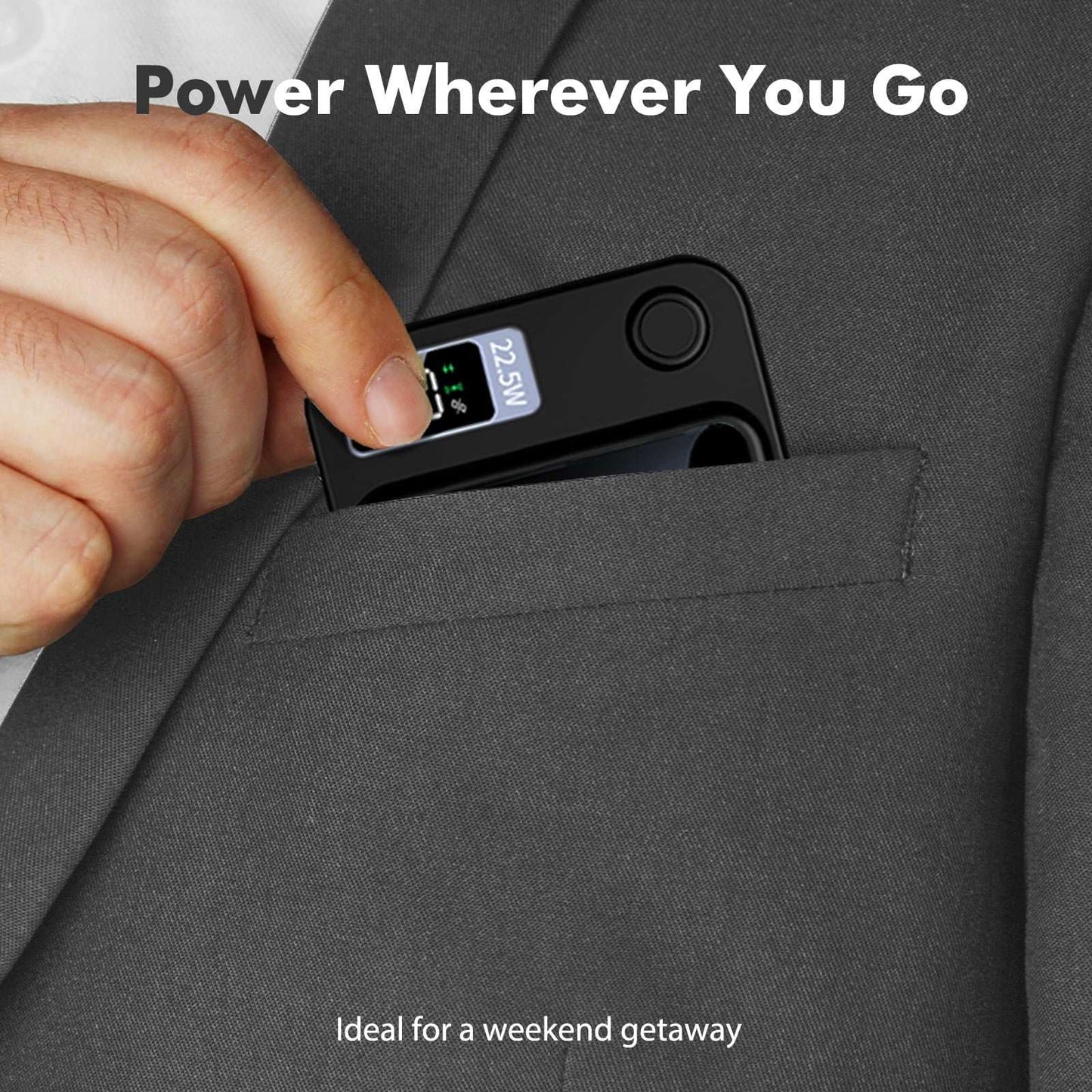 Compact Wireless Portable Charger (Black) | 10000mAh, 22.5W Fast Charging, Magnetic Power Bank for All Devices