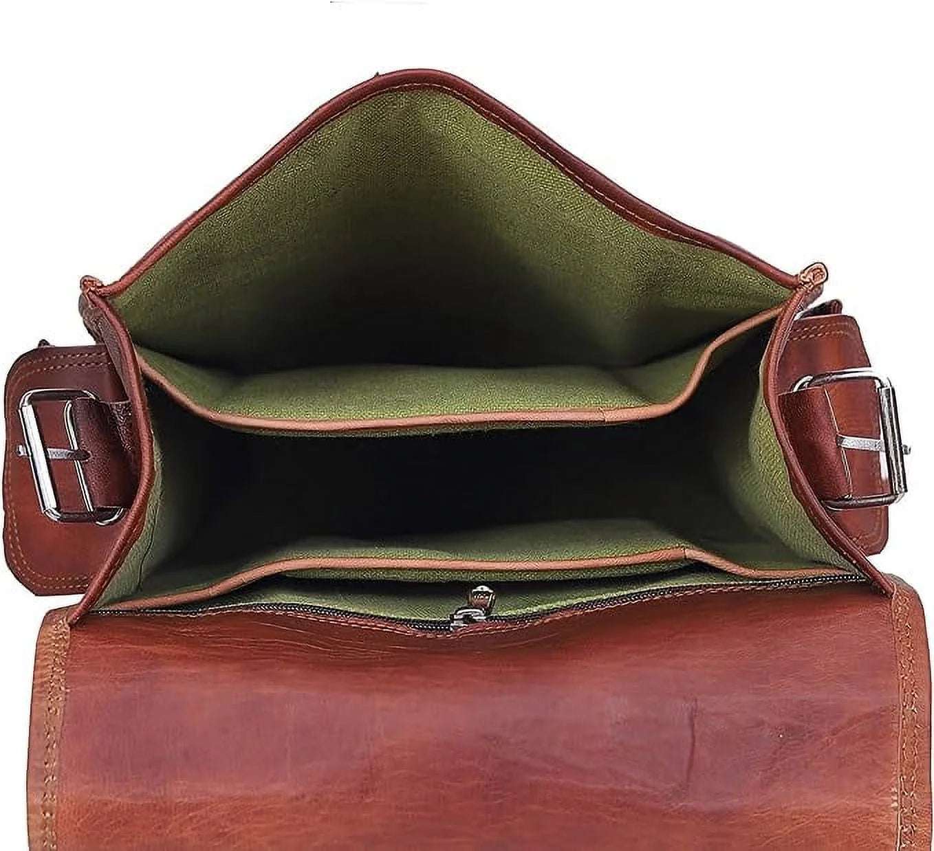 RUZIOON Multi-functional Vintage Leather Laptop Bag | 15" Vintage Backpack, Messenger & Briefcase with Steel Buckles (Brown)