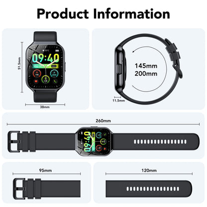 Universal Smartwatch for Android & iPhone | Tikland 1.96'' HD Screen, Bluetooth Calls & Customizable Faces