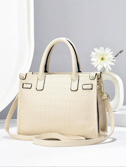 Women's Fashionable Crocodile Embossed 3-Piece Handbag Set | Large Capacity Tote, Clutch & Wallet