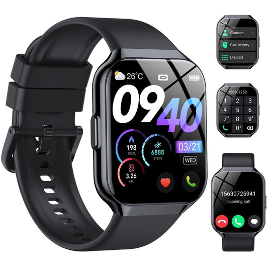Universal Smartwatch for Android & iPhone | Tikland 1.96'' HD Screen, Bluetooth Calls & Customizable Faces