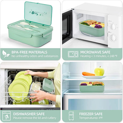 Bento Lunch Box Set – 3-Compartment Leak-Proof Meal Prep Container with Utensils & Insulated Lunch Bag