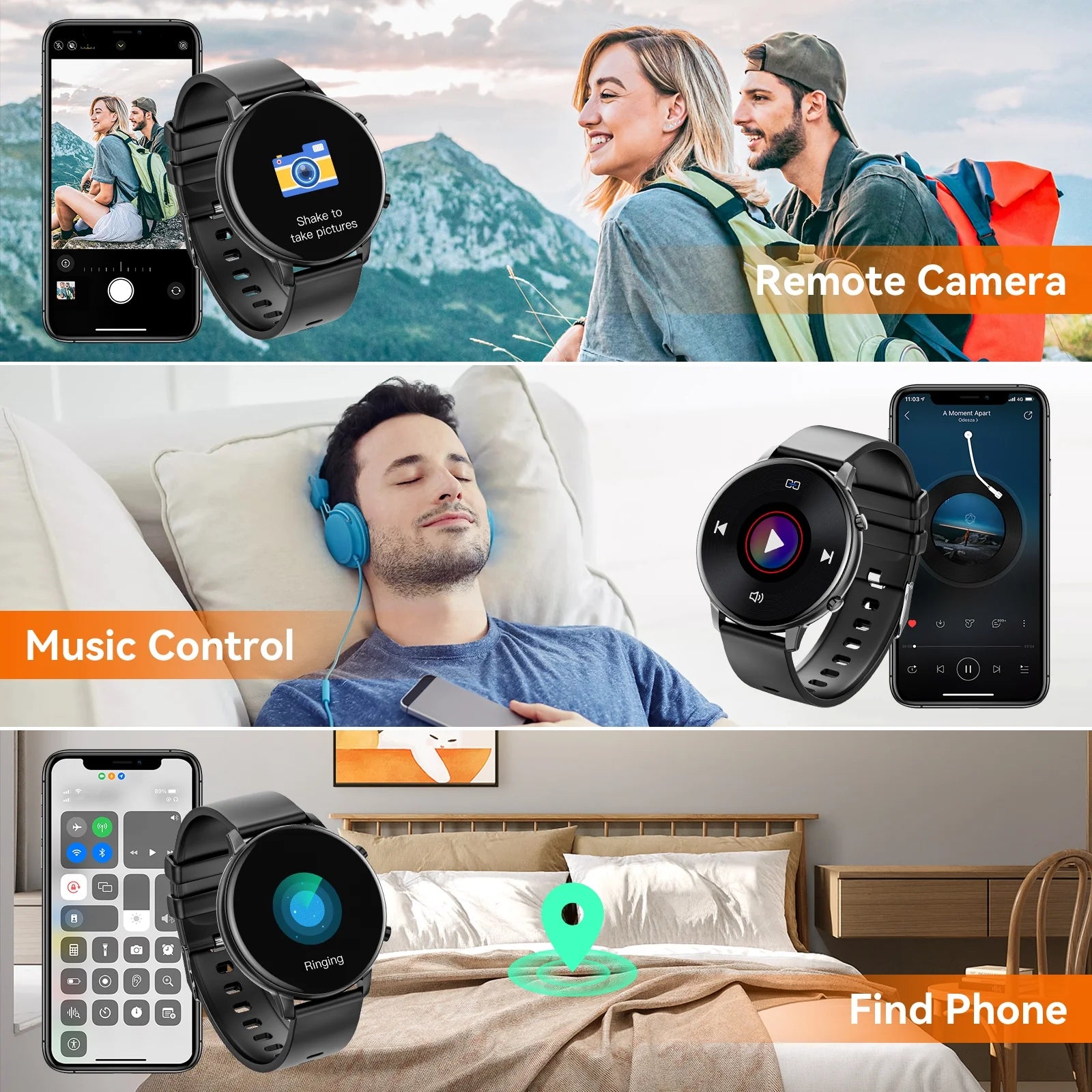Men's Smart Watch with Answer/Make Calls | 1.39" Large HD Screen, Fitness Tracker & IP68 Waterproof Android/iPhone