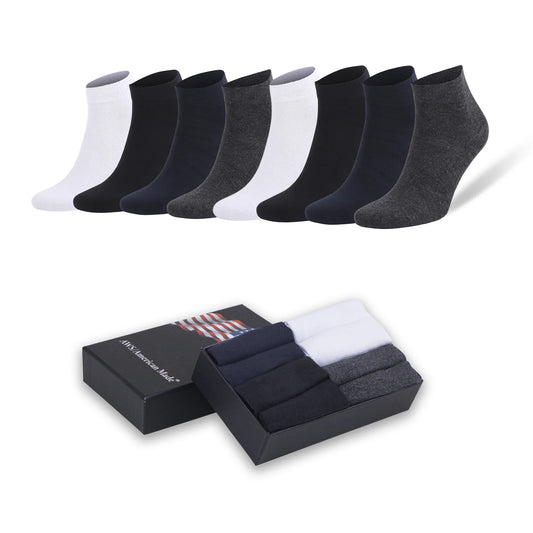 Premium Men's Bamboo Ankle Socks (8-Pack) | Seamless Toe, All-Season Comfort & Gift Box Included