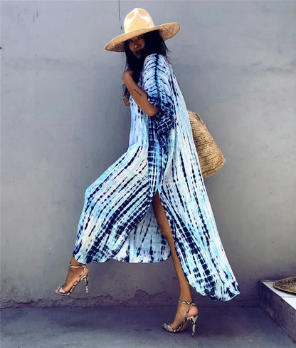 Loose Casual Caftan Beach Maxi Dress for Women | Half Sleeve Swimsuit Cover-Up