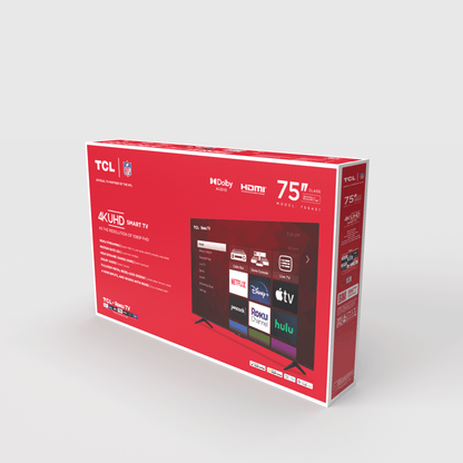 TCL 75” Class S4 (75S451) 4K UHD HDR Smart TV with Roku TV | Voice Control, AirPlay, & 4 HDMI Inputs