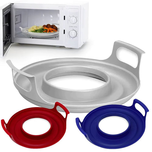 Microwave Plate Holder & Bowl Carrier | Heat-Resistant Tray with Handles for Hot Food
