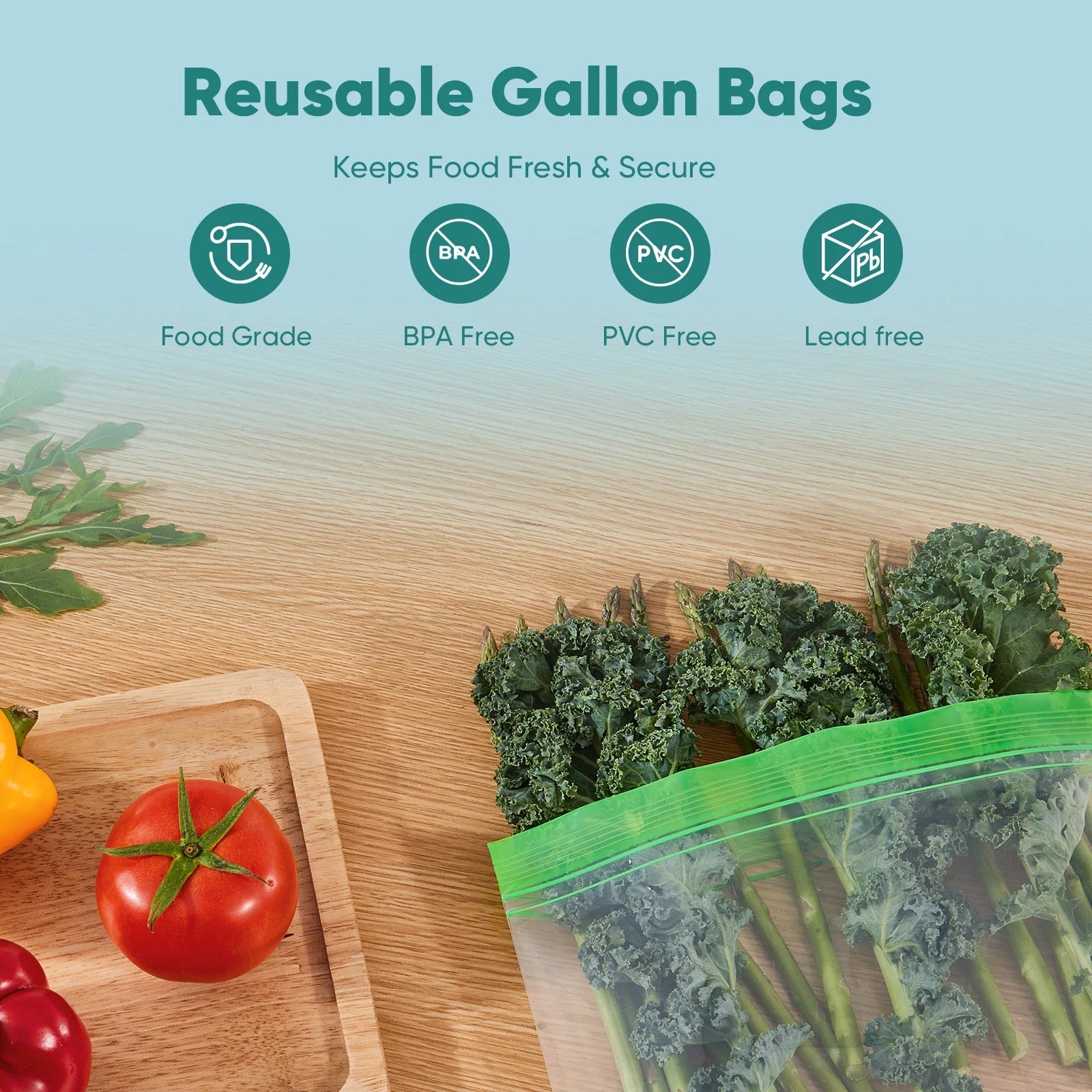14-Pack Stand-Up Reusable Food Storage Bags – Leakproof, Freezer & Dishwasher Safe, BPA-Free PEVA – Gallon, Sandwich & Snack Sizes