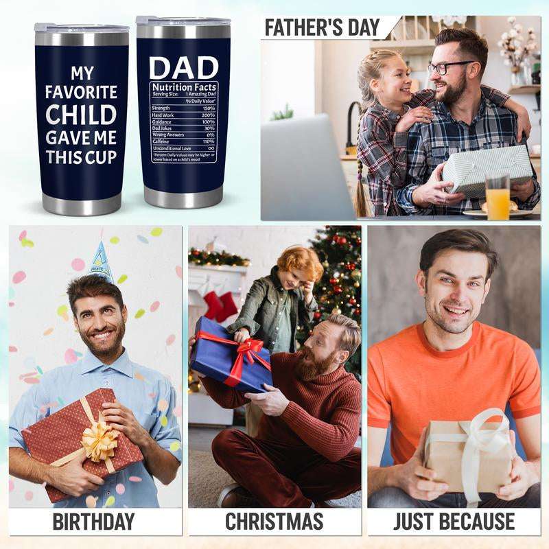 Funny Father's Day Gifts from Daughter Son | 20oz Insulated Dad Tumbler - "Favorite Child" Coffee Cup