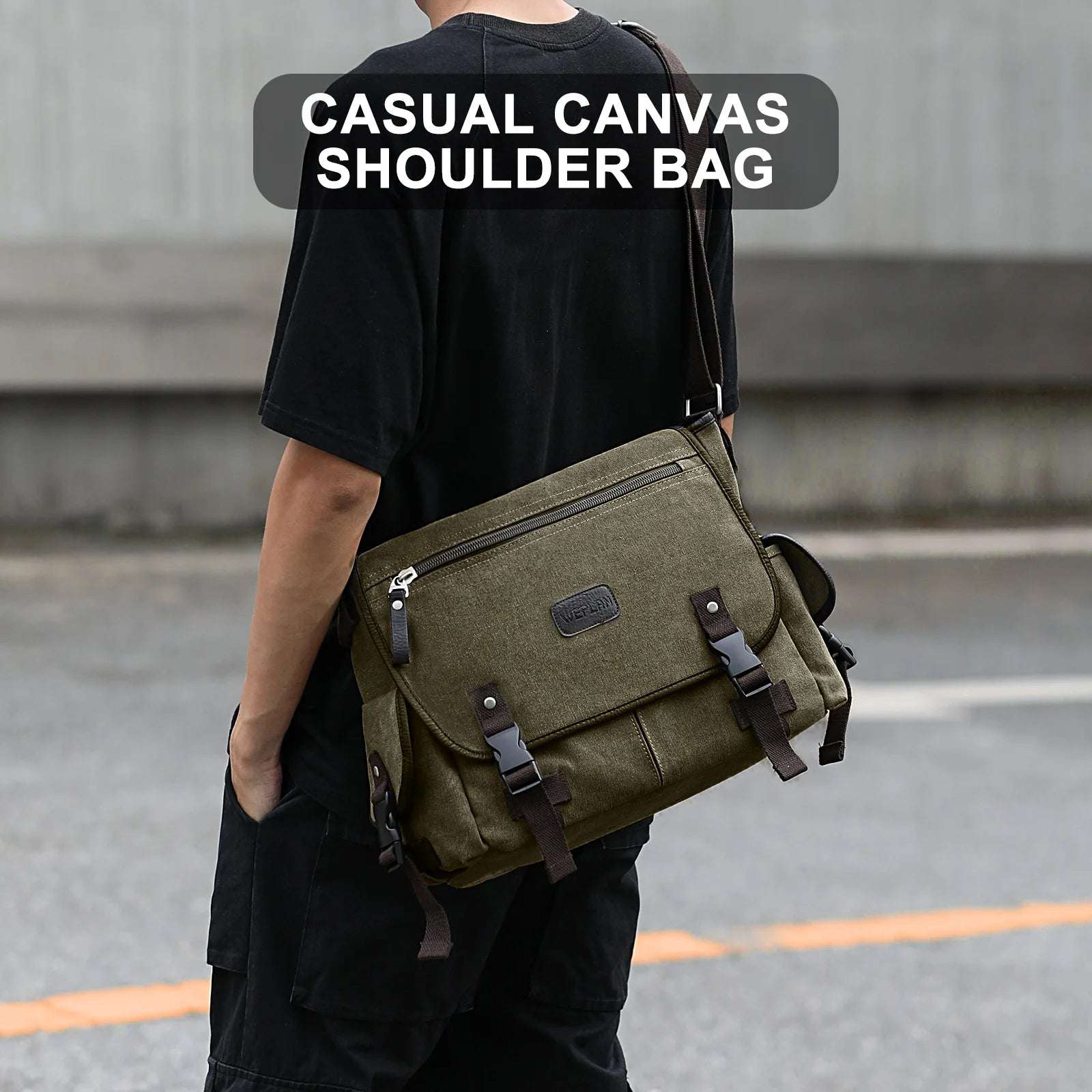 High-Quality Men's Vintage Canvas Messenger Bag | Large Capacity for Laptop & Essentials