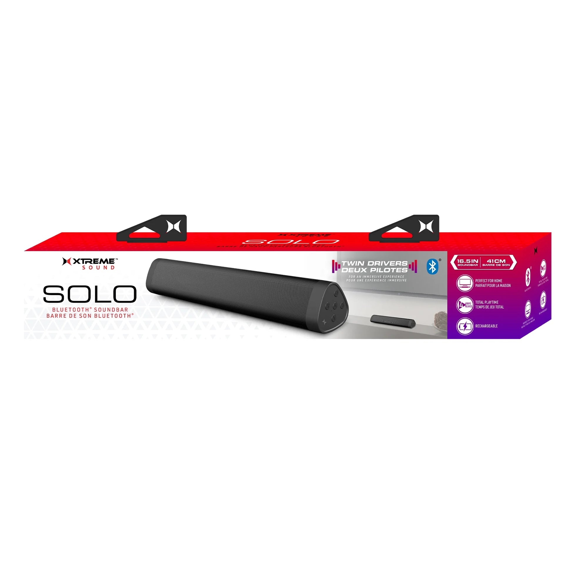 Xtreme Solo Black Bluetooth Soundbar | Portable, Rechargeable Speaker with Dual Drivers & Hands-Free Calls