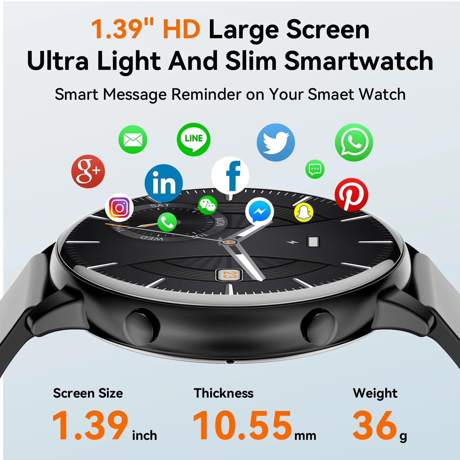 Men's Smart Watch with Answer/Make Calls | 1.39" Large HD Screen, Fitness Tracker & IP68 Waterproof Android/iPhone