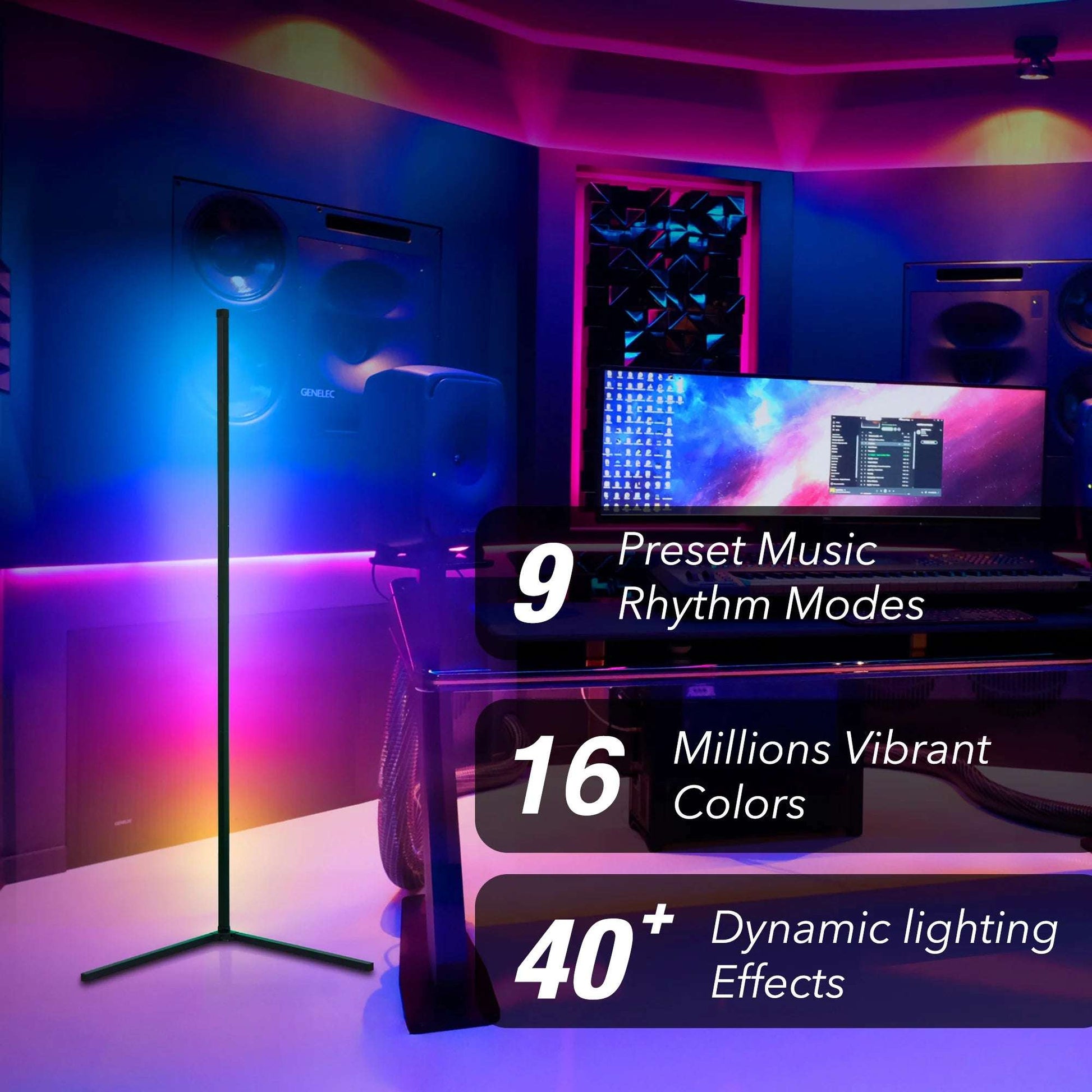 EP LIGHT Smart Corner Lamp | RGB LED Color-Changing Floor Lamp with Remote & App Control | Music Sync Ambiance Lighting