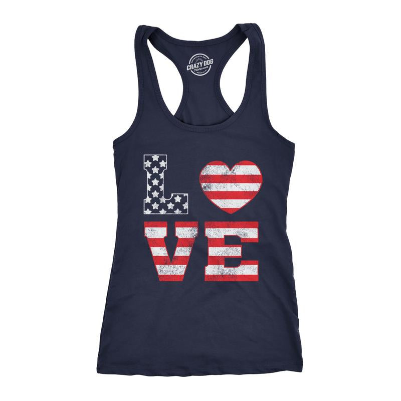 Red, White & Blue Patriotic Tank Top for Her | Comfortable American Flag Sleeveless Shirt Gift