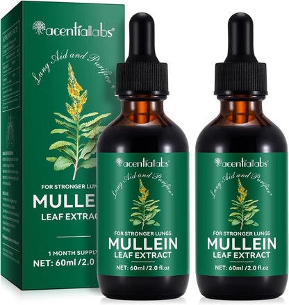 Mullein Drops for Lungs Bundle – 2 × 2 oz Bottles with Chlorophyll for Breathing & Wellness Support