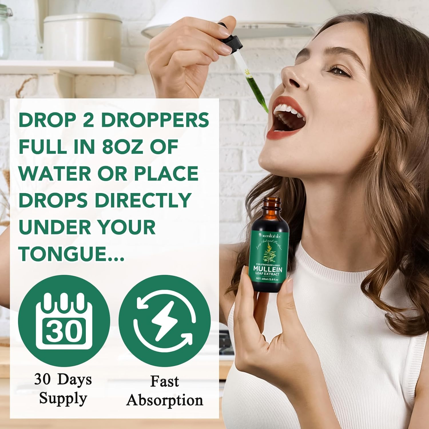 Mullein Drops for Lungs – Natural Mullein Leaf Extract with Chlorophyll, 2oz
