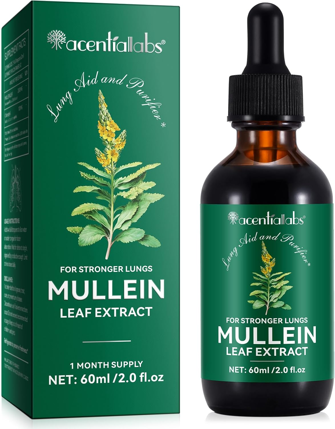 Herbal Mullein Leaf Drops – 2 oz Liquid Extract for Breathing, Lung Detox & Digestive Support